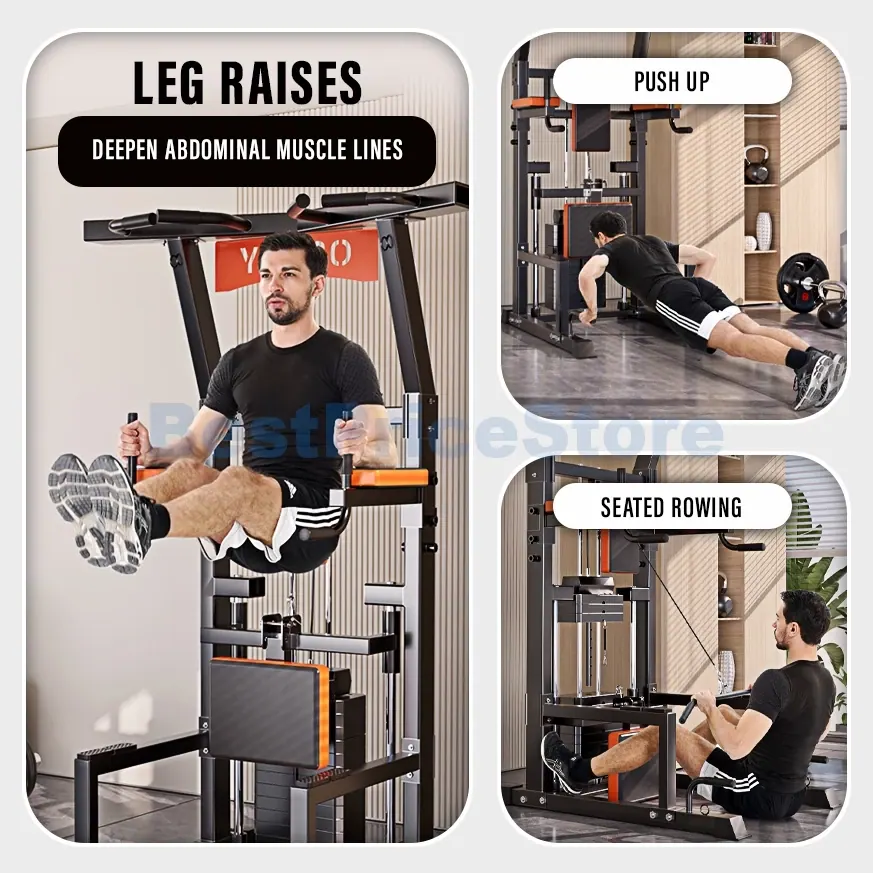 عقلة والغطس المطوّر مع أوزان مساعدة (Weight Assist Chin-Up & Dip Tower)