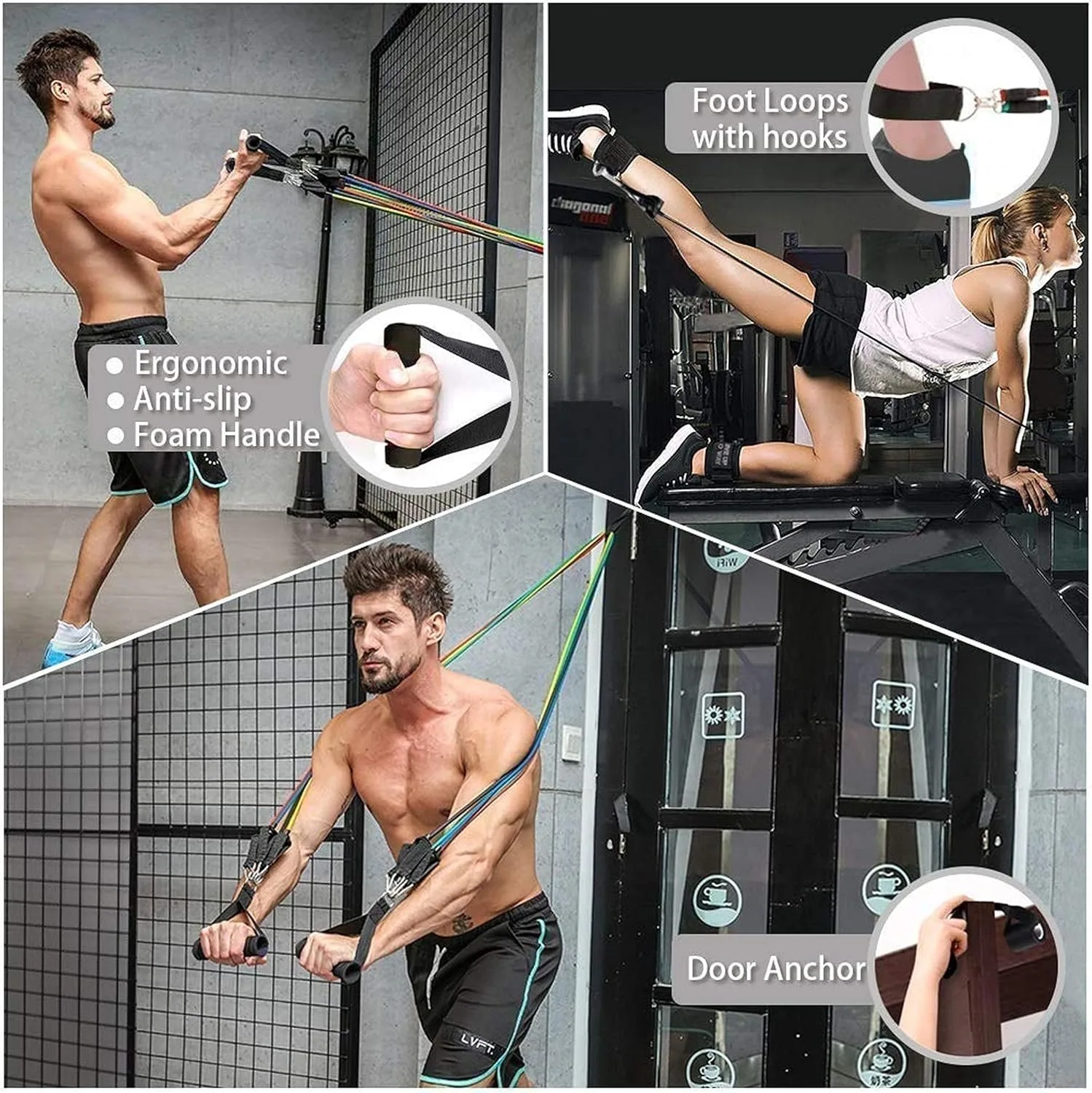حبل التمرين الخماسي (Resistance Band Set – 11 Piece)