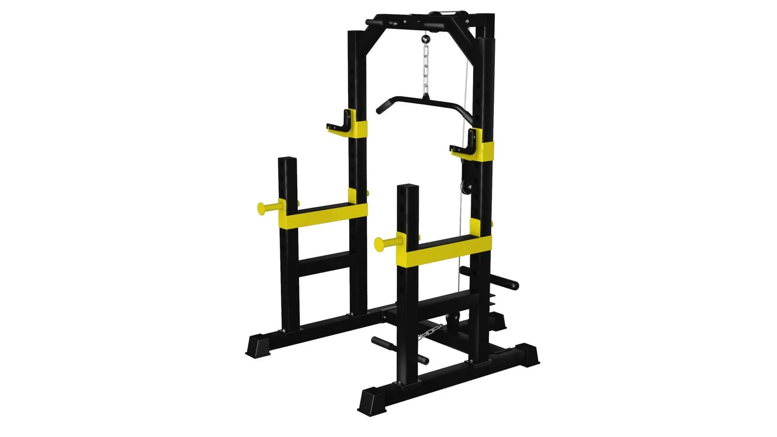 محطة السكوات الشاملة مع بكرة السحب (Power Cage with Lat Pulldown)